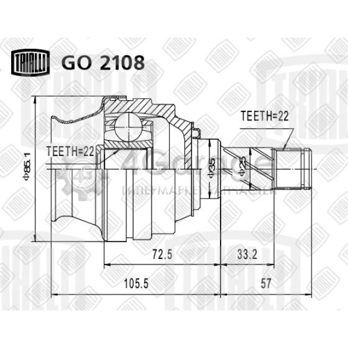 TRIALLI GO2108 ШРУС внутр.ком/кт