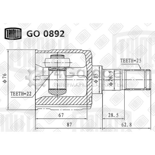 TRIALLI GO0892 ШРУС внутрен.ком/кт