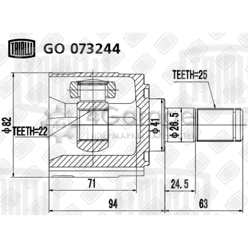 TRIALLI GO073244 ШРУС внутр. для а/м Kia Rio II (05 ) MT/AT (GO 073244)