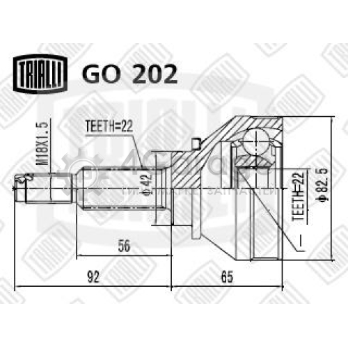 TRIALLI GO202 ШРУС наруж. для а/м ЗАЗ 1102 (GO 202)