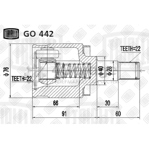 TRIALLI GO442 ШРУС внутренний для а/м ЗАЗ 1102