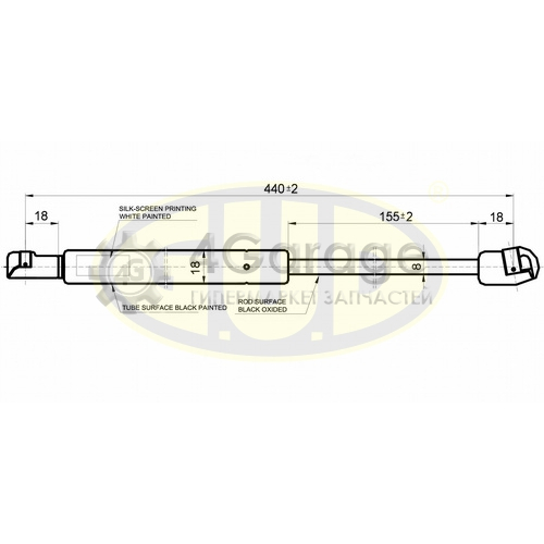 АМОРТИЗАТОР КАПОТА HYU SANTA FE (SM) 02/01 300N L=440/155MM G.U.D. GGS010144 в Нижнем Новгороде