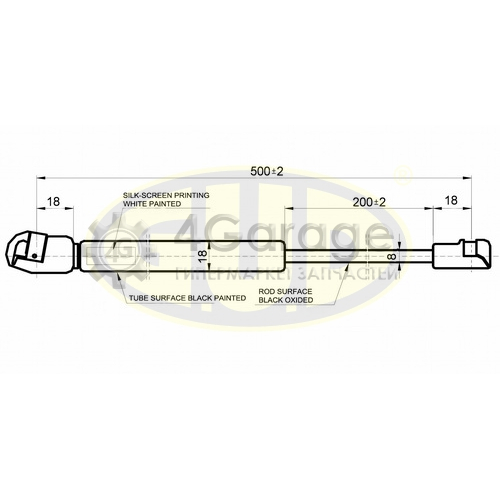 АМОРТИЗАТОР КАПОТА AUDI A3 (8L) 09/96 05/03 350N L=500/200MM G.U.D. GGS010105 в Нижнем Новгороде