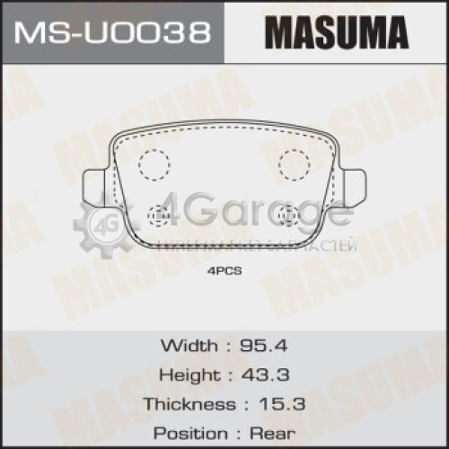 MASUMA MSU0038 Колодки дисковые MASUMA, AN-4458K, P24075 rear (1/12)