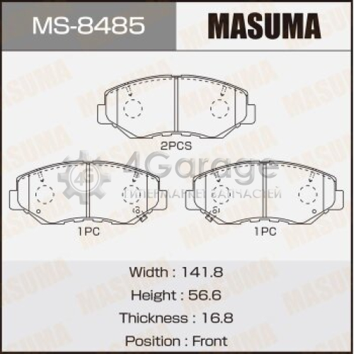 MASUMA MS8485 Колодки дисковые MASUMA, AN-663WK, NP8004, P28035 front (1/12)