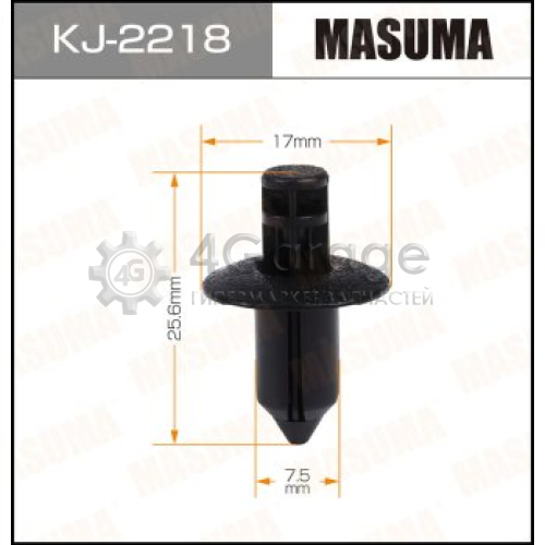 MASUMA KJ2218 Клипса автомобильная (автокрепеж) MASUMA 2218-KJ салонная черная [уп.50]