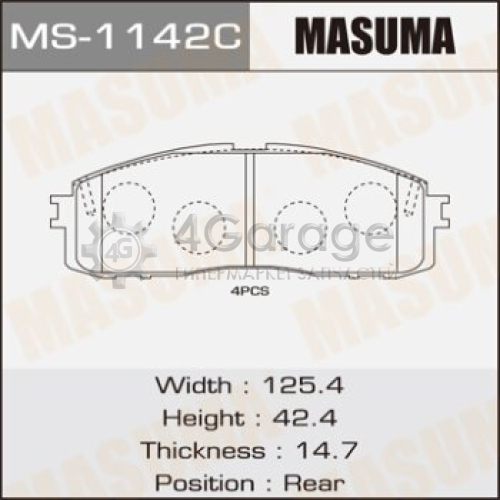 MASUMA MS1142 Колодки дисковые MASUMA, NP1046 rear (1/12)