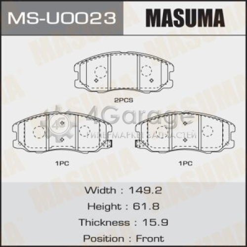 MASUMA MSU0023 Колодки дисковые MASUMA, AN-8143WK, NP6075, P10003 front (1/12)