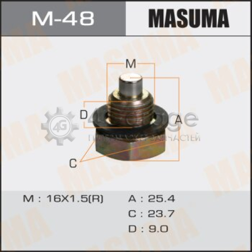 MASUMA M48 Болт маслосливной С МАГНИТОМ MASUMA (с шайбой) Toyota CAMI, RUSH