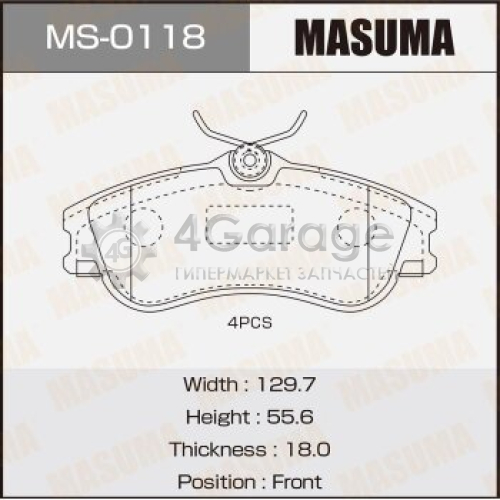 MASUMA MS0118 Колодки дисковые MASUMA, AN-4017K, P61069 front (1/12)