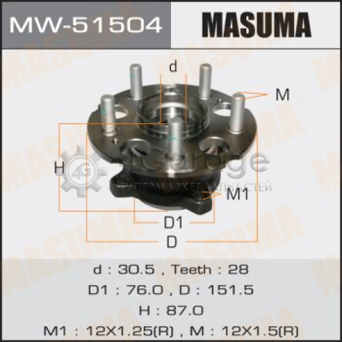 MASUMA MW51504 Ступичный узел MASUMA rear CR-V/ RE4 (with ABS)