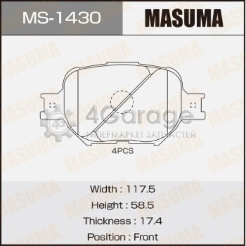 MASUMA MS1430 Колодки дисковые MASUMA, AN-603K, NP1021, P83054 front (1/12)