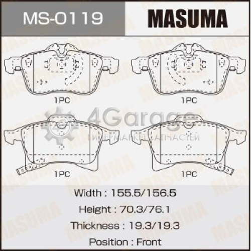 MASUMA MS0119 Колодки дисковые MASUMA, AN-4000WK, P59045 front (1/6)