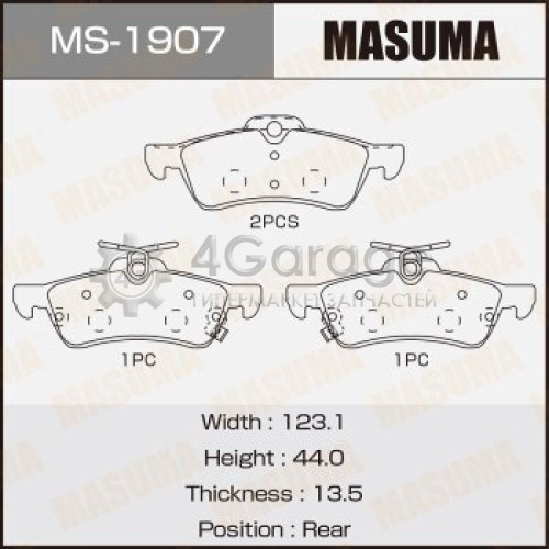 MASUMA MS1907 Колодки дисковые MASUMA, AN-8146WK, NP1068, P83087 rear (1/12)