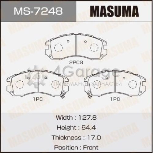 MASUMA MS7248 Колодки дисковые MASUMA, AN-295WK, NP7005, P78004 front (1/12)