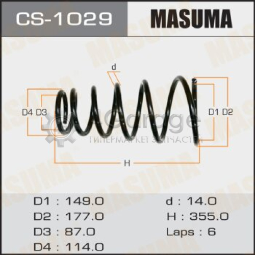 Пружина подвески MASUMA rear HARRIER/ SXU10, ACU10, MCU10 MASUMA CS1029 в Москве