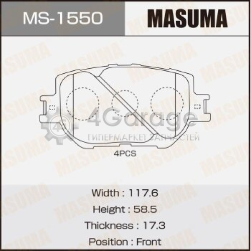 MASUMA MS1550 Колодки дисковые MASUMA, AN-636K, NP1021, P83054 front (1/12)