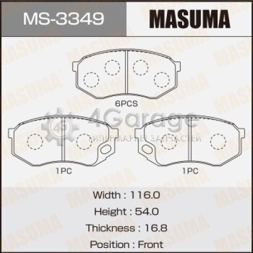 MASUMA MS3349 Колодки дисковые MASUMA, AN-427K, PF-3349 front (1/6)