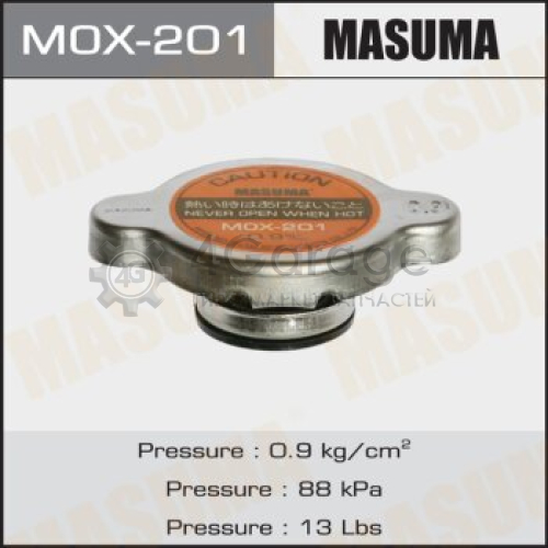 MASUMA MOX201 Крышка радиатора MASUMA (NGK-P539, TAMA-RC10, FUT.-R124) 0.9 kg/cm