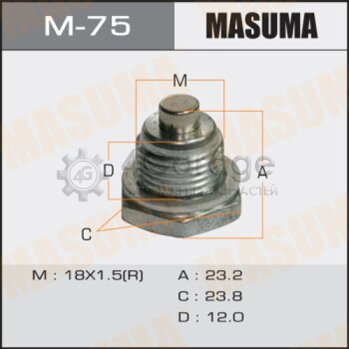 MASUMA M75 Болт маслосливной A/T С МАГНИТОМ MASUMA (с шайбой) Mitsubishi AIRTREK.CU2W 18x1.5mm