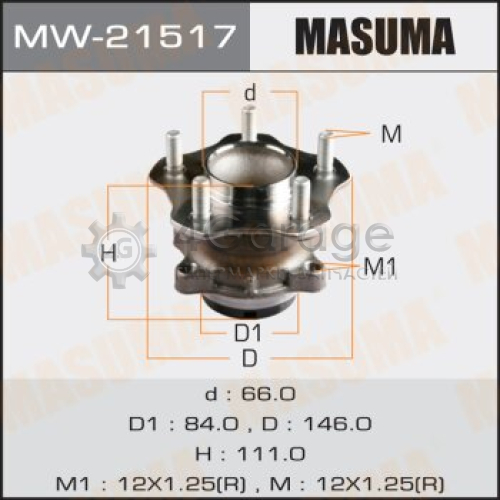 MASUMA MW21517 Ступичный узел MASUMA rear JUKE, LEAF / YF15, ZE0 (with ABS)