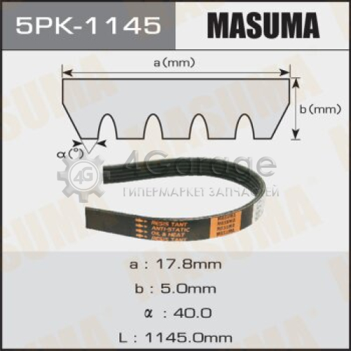 MASUMA 5PK1145 Ремень ручейковый MASUMA 5PK-1145