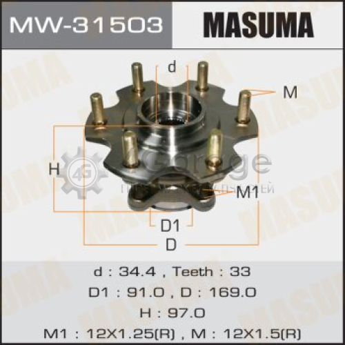 MASUMA MW31503 Ступичный узел MASUMA rear PAJERO/ V65W, V75W