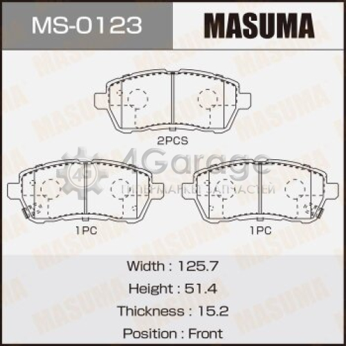 MASUMA MS0123 Колодки дисковые MASUMA, AN-753WK, P24072 front (1/12)