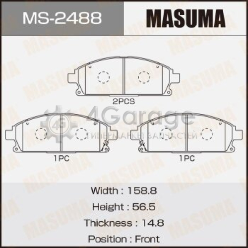 MASUMA MS2488 Колодки дисковые MASUMA, AN-677WK, NP2009, P56040 front (1/12)