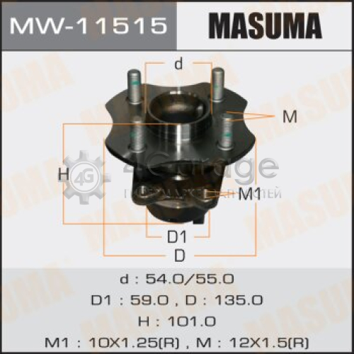 MASUMA MW11515 Ступичный узел MASUMA rear YARIS,IST/ NCP30.NCP60