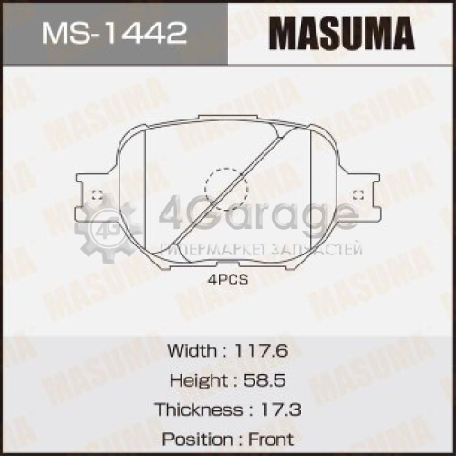 MASUMA MS1442 Колодки дисковые MASUMA, AN-636K, NP1021, P83054 front (1/12)