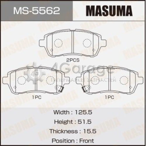 MASUMA MS5562 Колодки дисковые MASUMA, AN-754WK, NP5030, P16013 front (1/12)