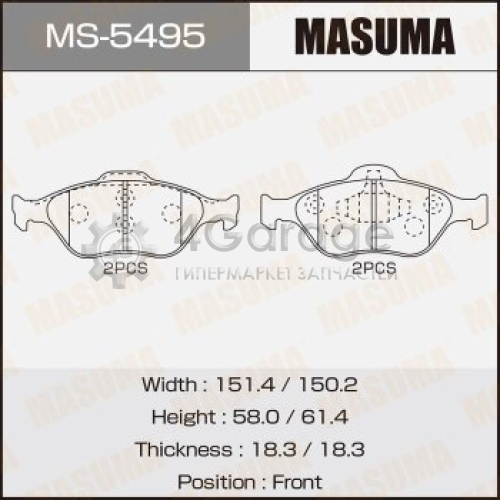 MASUMA MS5495 Колодки дисковые MASUMA, AN-686K, NP5008, P24055 front (1/6)