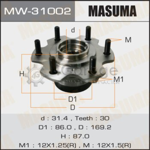 MASUMA MW31002 Ступичный узел MASUMA front PAJERO / V65W, V75W, V87W, V97W