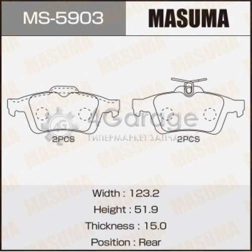 MASUMA MS5903 Колодки дисковые MASUMA, AN-718K, NP5009, P59042 rear (1/12) в Красноярске