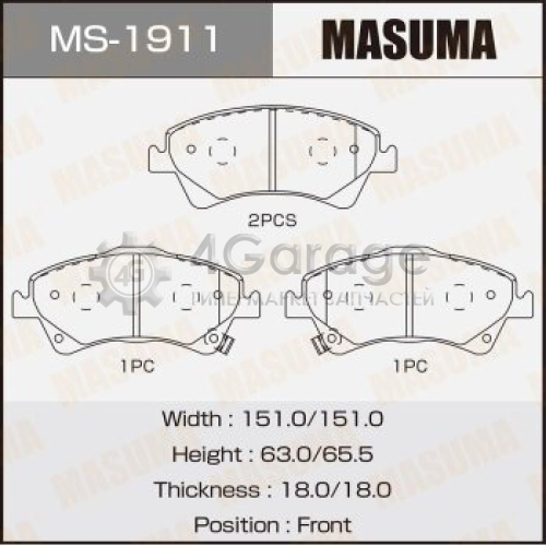 MASUMA MS1911 Колодки дисковые MASUMA, AN-8148WK, NP1119, P83109 front (1/12)