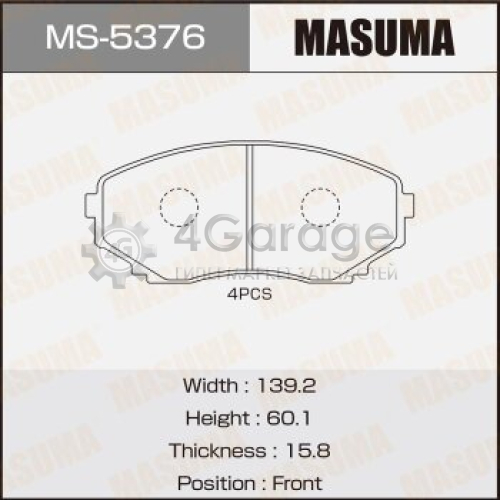 MASUMA MS5376 Колодки дисковые MASUMA, AN-452K, NP5012, P49028 front (1/12)