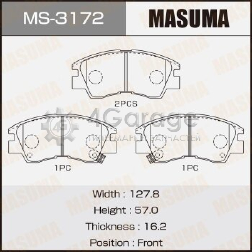 MASUMA MS3172 Колодки дисковые MASUMA, AN-233WK, NP3000, P54008 front (1/12)