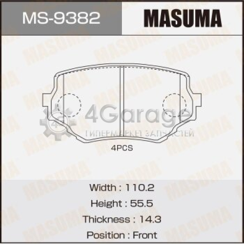 MASUMA MS9382 Колодки дисковые MASUMA, AN-451K, NP9002, P79009 front (1/12)