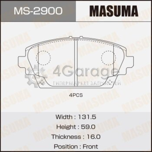 MASUMA MS2900 Колодки дисковые MASUMA, AN-8218K, NP2054, P56044 front (1/12)