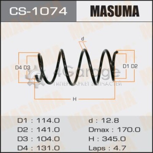 MASUMA CS1074 Пружина подвески MASUMA front AURIS, COROLLA/ ADE150, NDE150, NRE150, ZRE15#, ZZE150