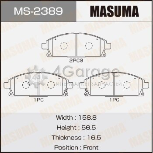 MASUMA MS2389 Колодки дисковые MASUMA, AN-629WK, NP2009, P56040 front (1/8)