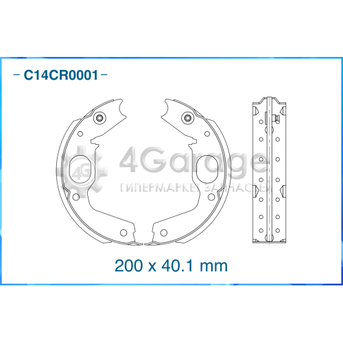 CWORKS C14CR0001 Колодки тормозные задние барабанные (Low Metallic)