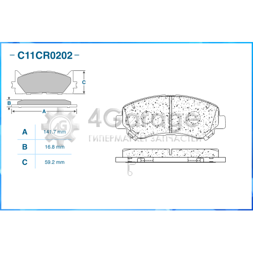 CWORKS C11CR0202 Колодки тормозные передние (Low Metallic)