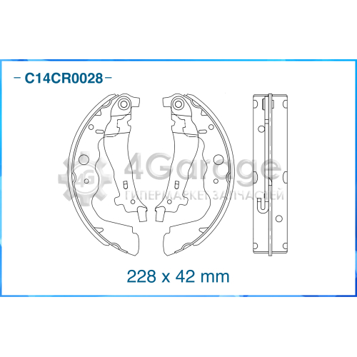 CWORKS C14CR0028 Колодки тормозные задние барабанные (Low Metallic)