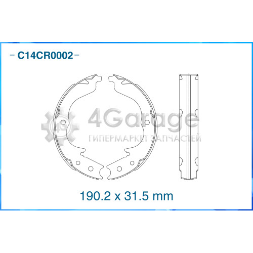 Колодки тормозные задние барабанные (Low Metallic) CWORKS C14CR0002 в Ростове-на-Дону