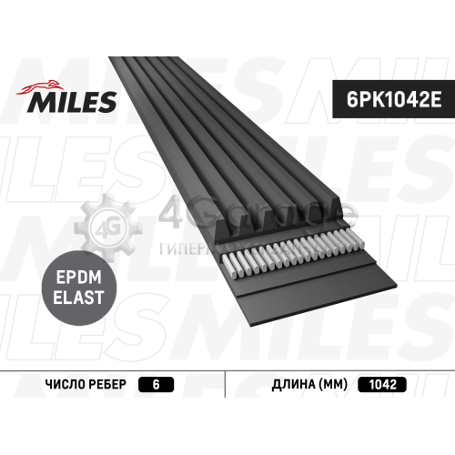 MILES 6PK1042E Ремень поликлиновой 6PK1042E