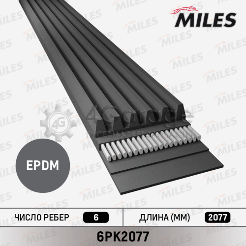 MILES 6PK2077 Ремень поликлиновой 6PK2077