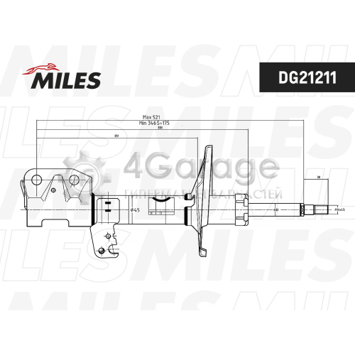 MILES DG21211 Амортизатор передний правый (TOYOTA PREMIO/ALLION 12/01-10/07 NZT240, ZZT240 (2WD)) (KYB 333386) DG21211