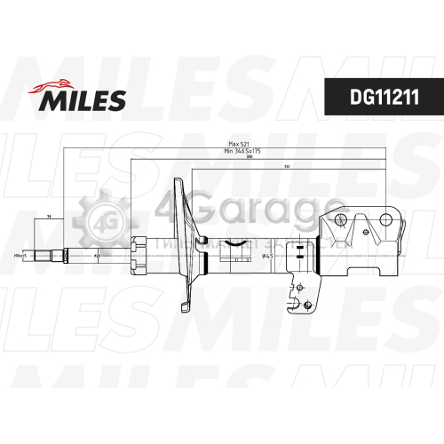 MILES DG11211 Амортизатор передний левый (TOYOTA PREMIO/ALLION 12/01-10/07 NZT240, ZZT240 (2WD)) (KYB 333387) DG11211